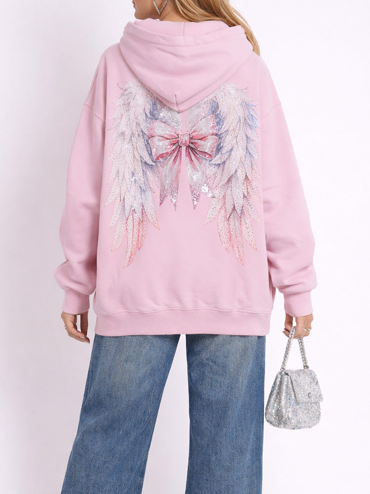 TCH Unicorn Rhinestone Pink Cotton Hoodie