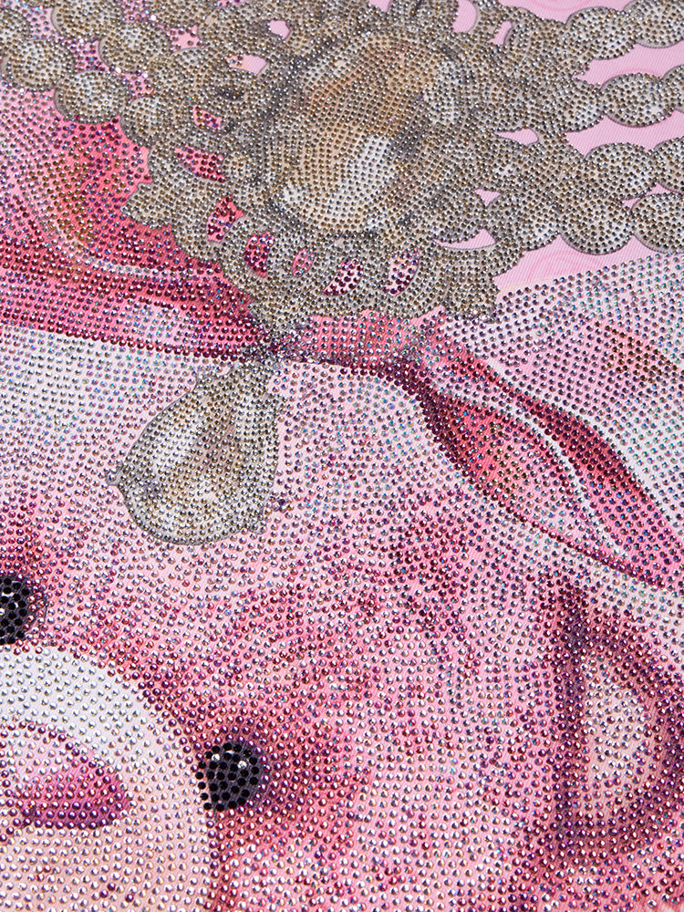 TCH Luxury Rhinestone Pear Teddy Dear Shiny T-Shirt