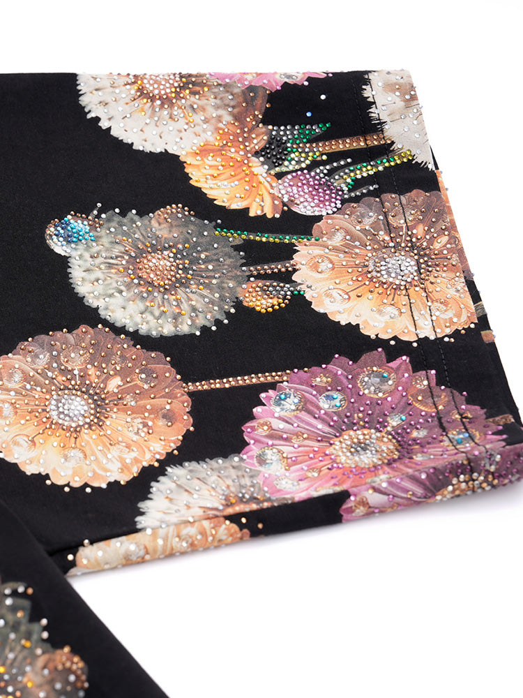 TCH Pre-Sale Rhinestone Distressed Flower Shiny Graphic Tshirt