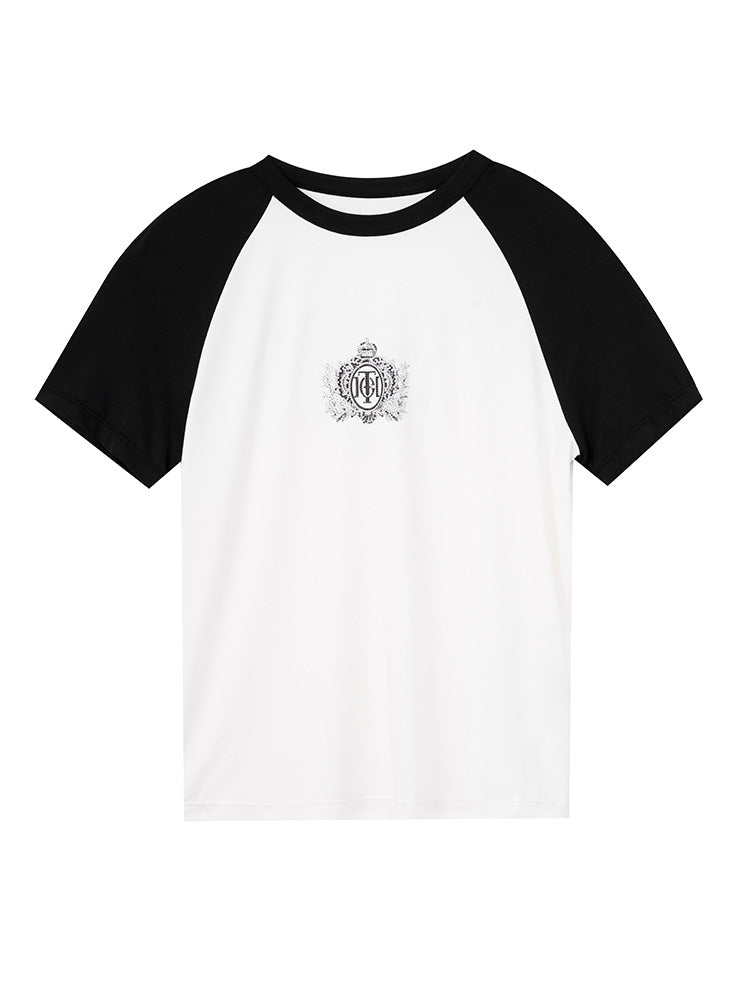 TCH Rhinestone Logo Contrast Raglan Sleeve Tee