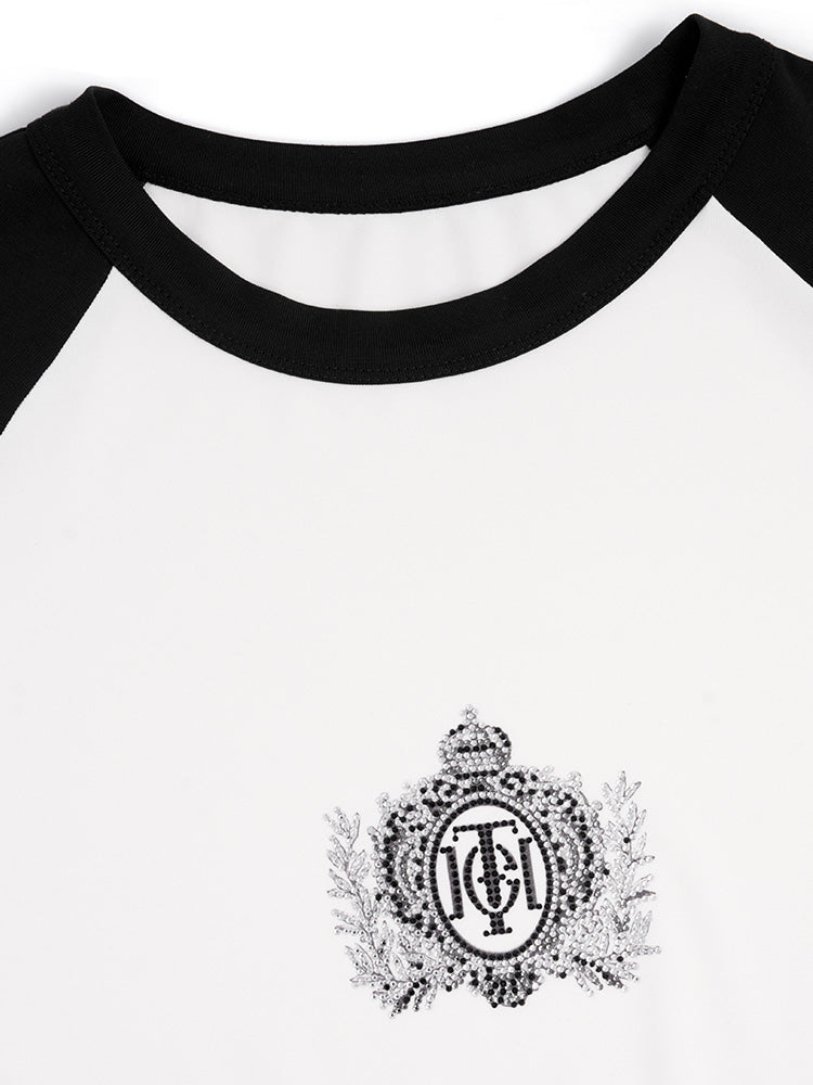 TCH Rhinestone Logo Contrast Raglan Sleeve Tee