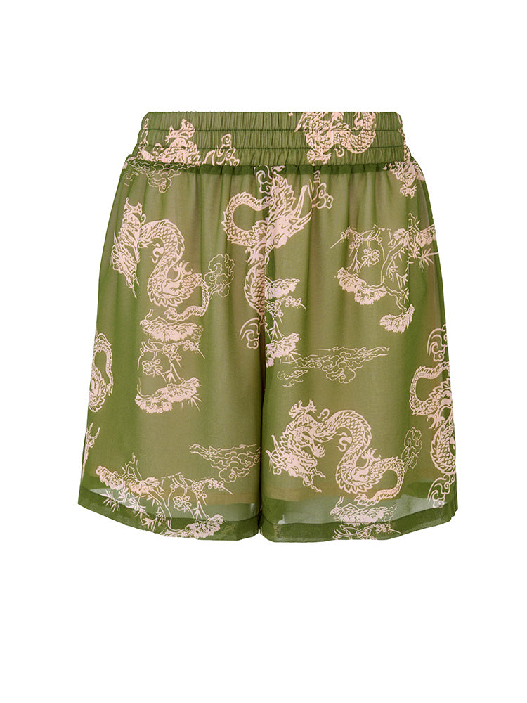 TCH Jacquard Gragon Vintage Mini Shorts