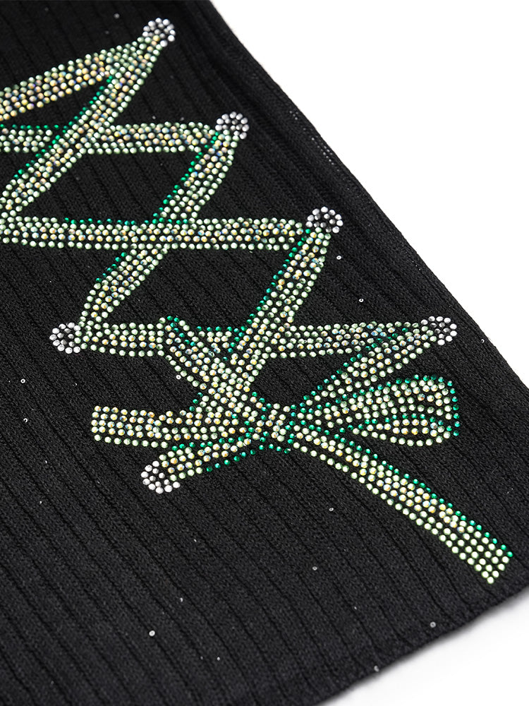 TCH Rhinestone LABUBU Button Sparkle Knit Cardigan
