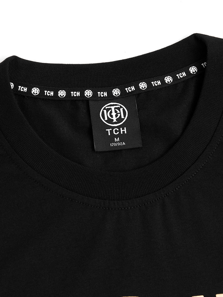 TCH Gold Graphic Print Streetwear Black T-shirt