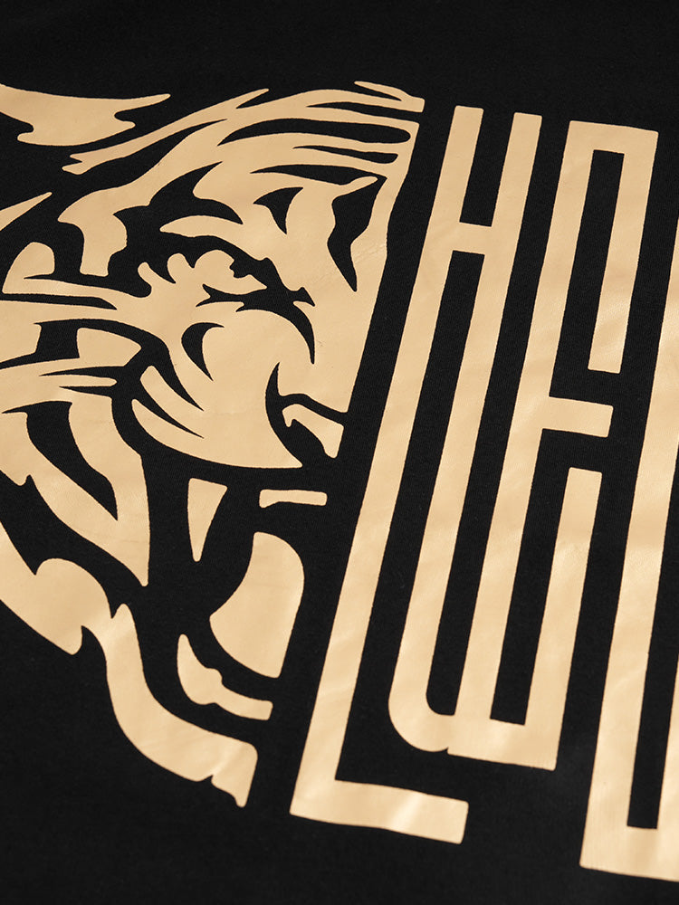 TCH Gold Graphic Print Streetwear Black T-shirt