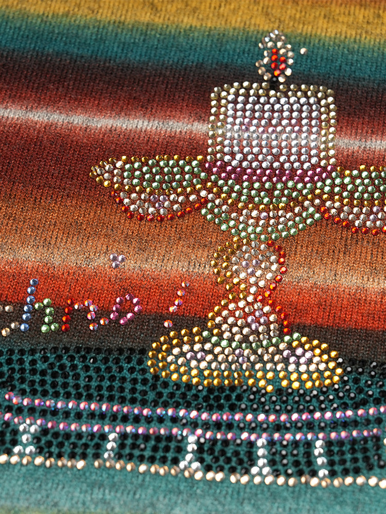 TCH Rhinestone Striple Warm Rainbow Sweater