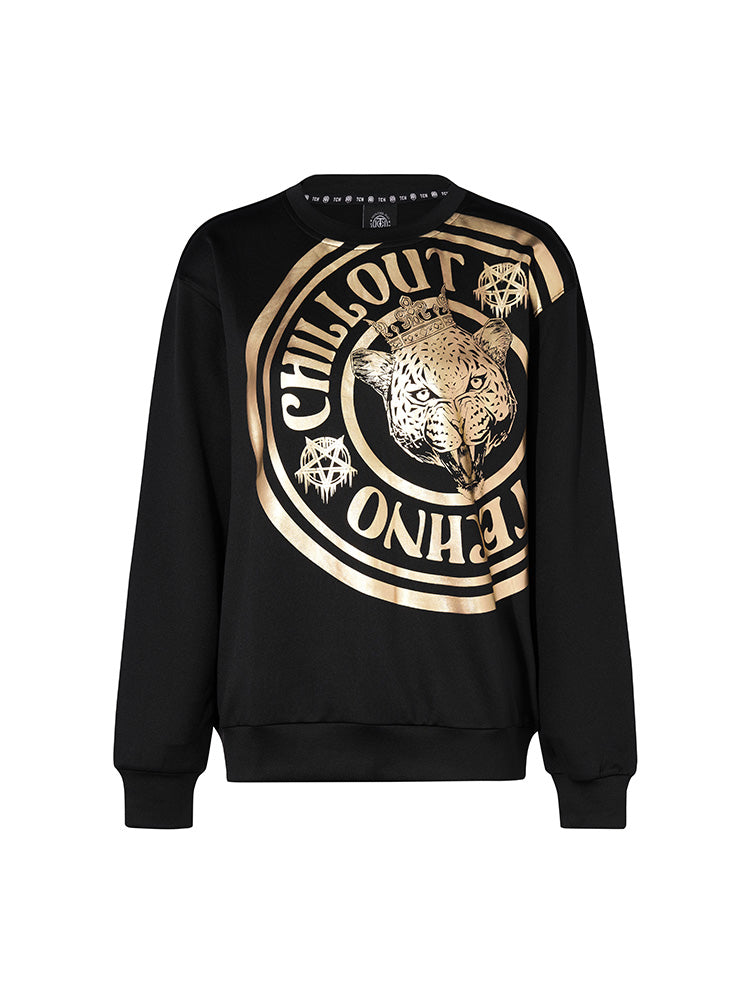 TCH Unisex Gold Graphic Leopard Sweatshirt in Black