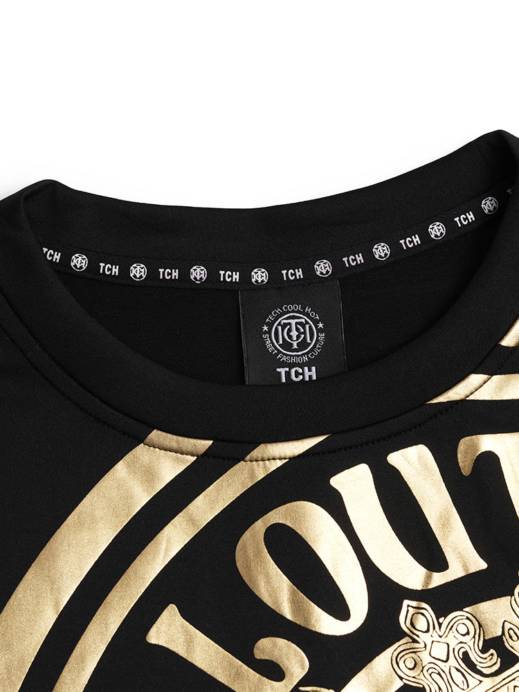 TCH Unisex Gold Graphic Leopard Sweatshirt in Black