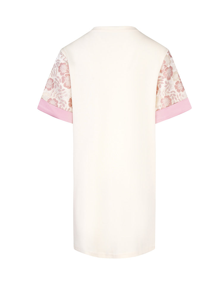 TCH Crystal-Embroidered Floral Midi Dress with Patch Sleeve