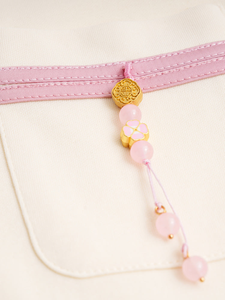 TCH Crystal-Embroidered Floral Midi Dress with Patch Sleeve