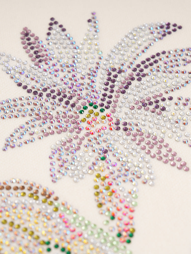 TCH Crystal-Embroidered Floral Midi Dress with Patch Sleeve