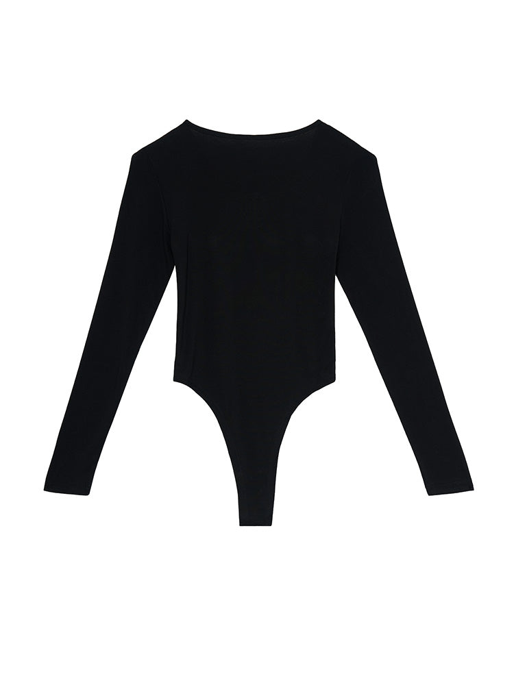 TCH Rhinestone Logo Long Sleeve Sexy Bodysuit