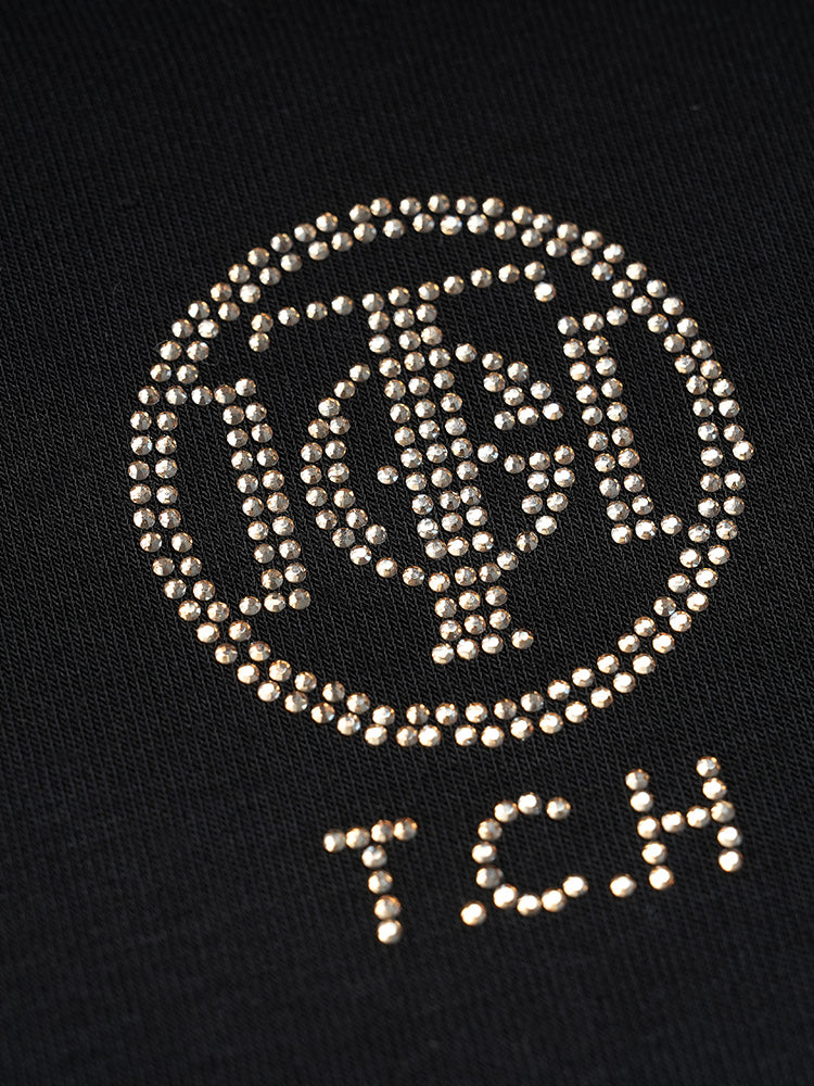 TCH Rhinestone Logo Long Sleeve Sexy Bodysuit