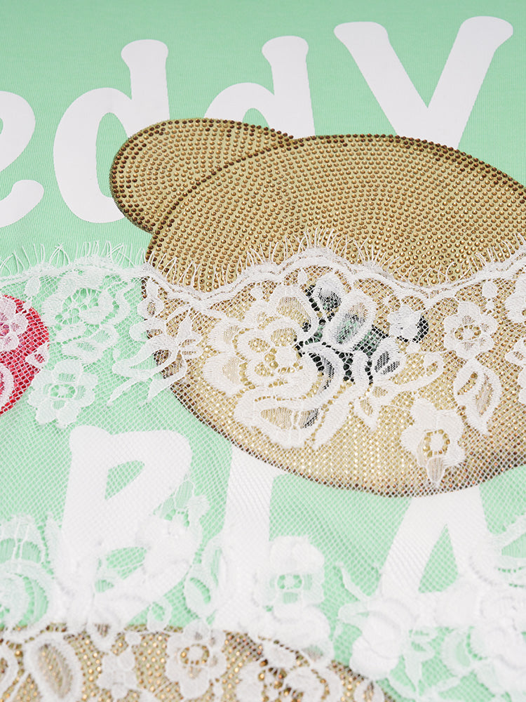 TCH Rhinestones Lace Graphic T-Shirt