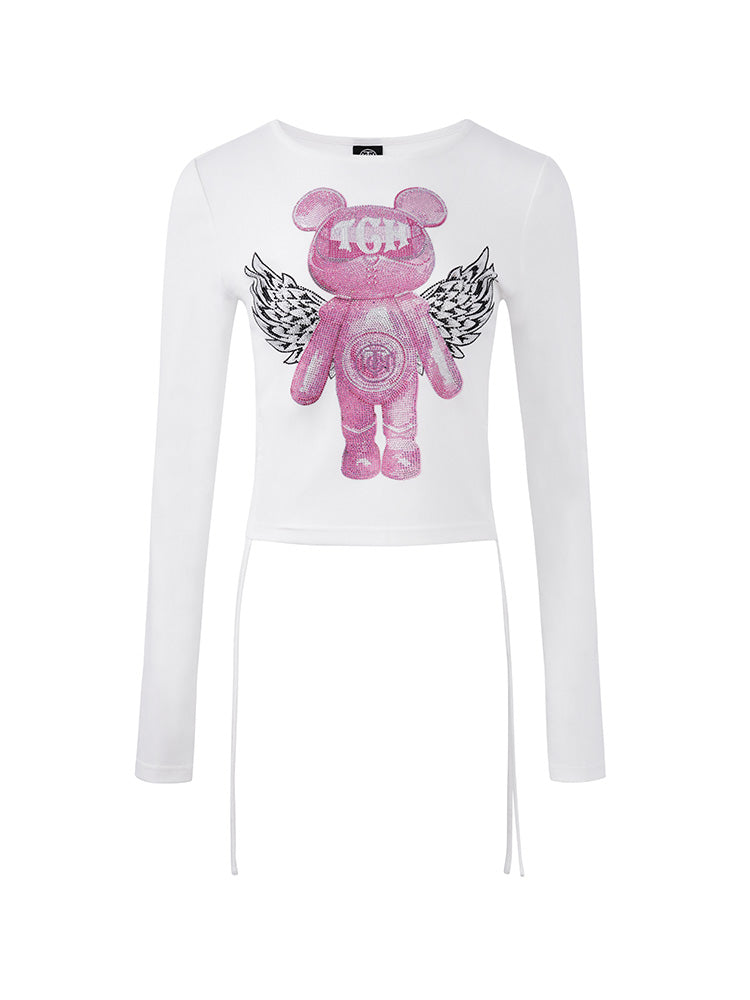 TCH Presale Graphic Rhinestone Drawstring Crop Top