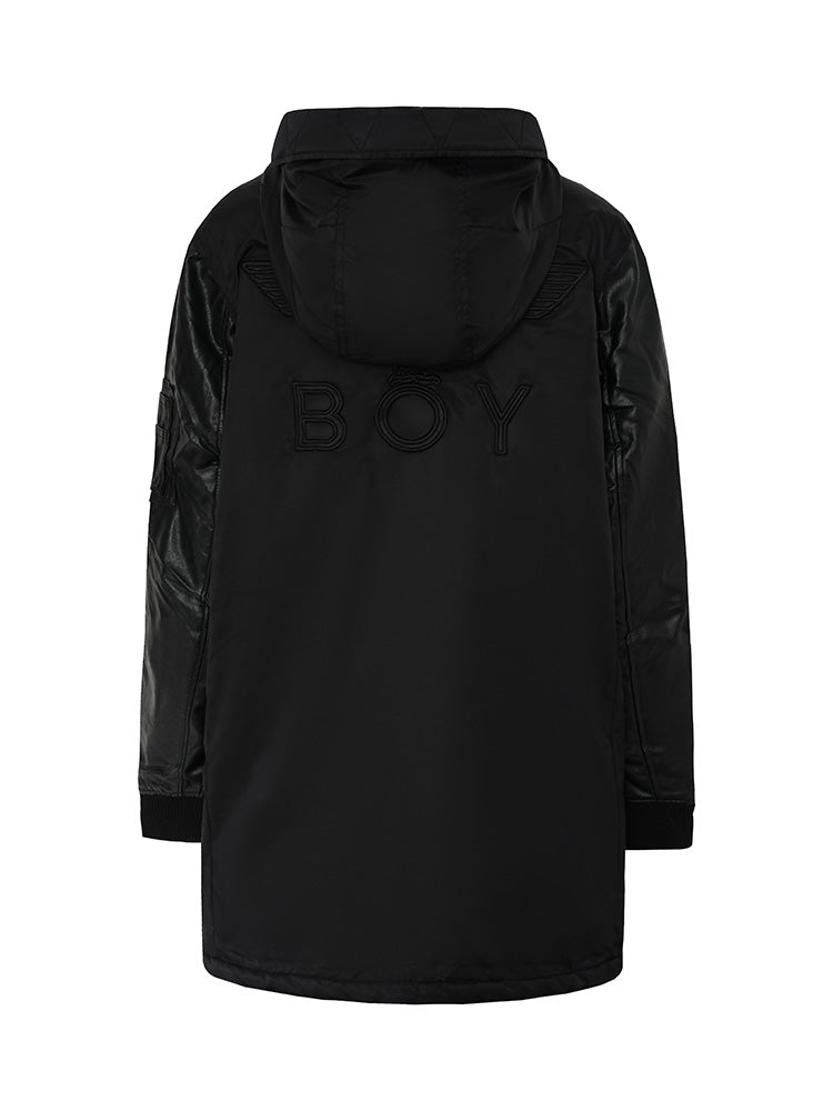 TCH Oversized Rhinestone Logo Winter Jacket with Pockets