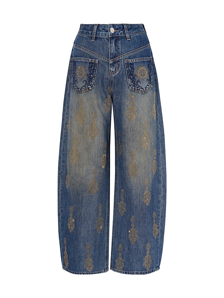 TCH Allover Rhinestone Wide Leg Jeans