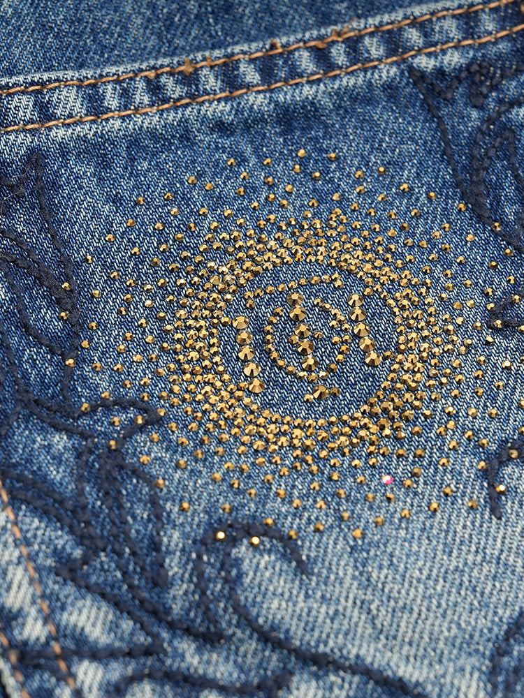 TCH Allover Rhinestone Wide Leg Jeans