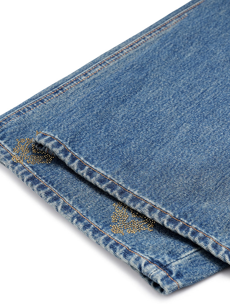 TCH Allover Rhinestone Wide Leg Jeans