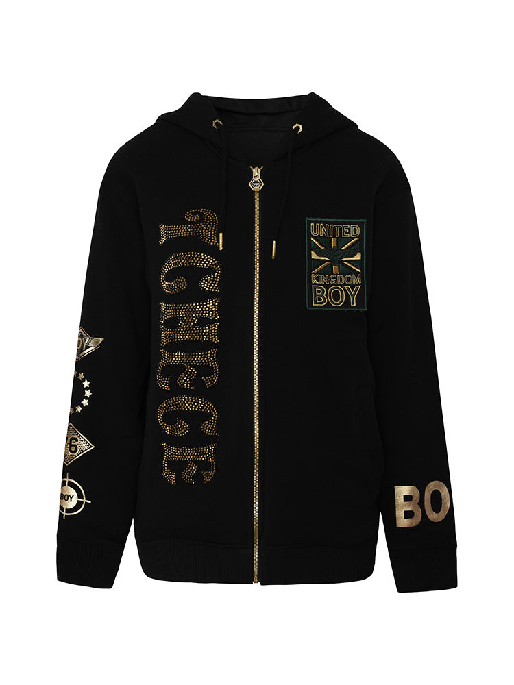 TCH Unisex Rhinestone Graphic Streetwear Hoodie Jacket