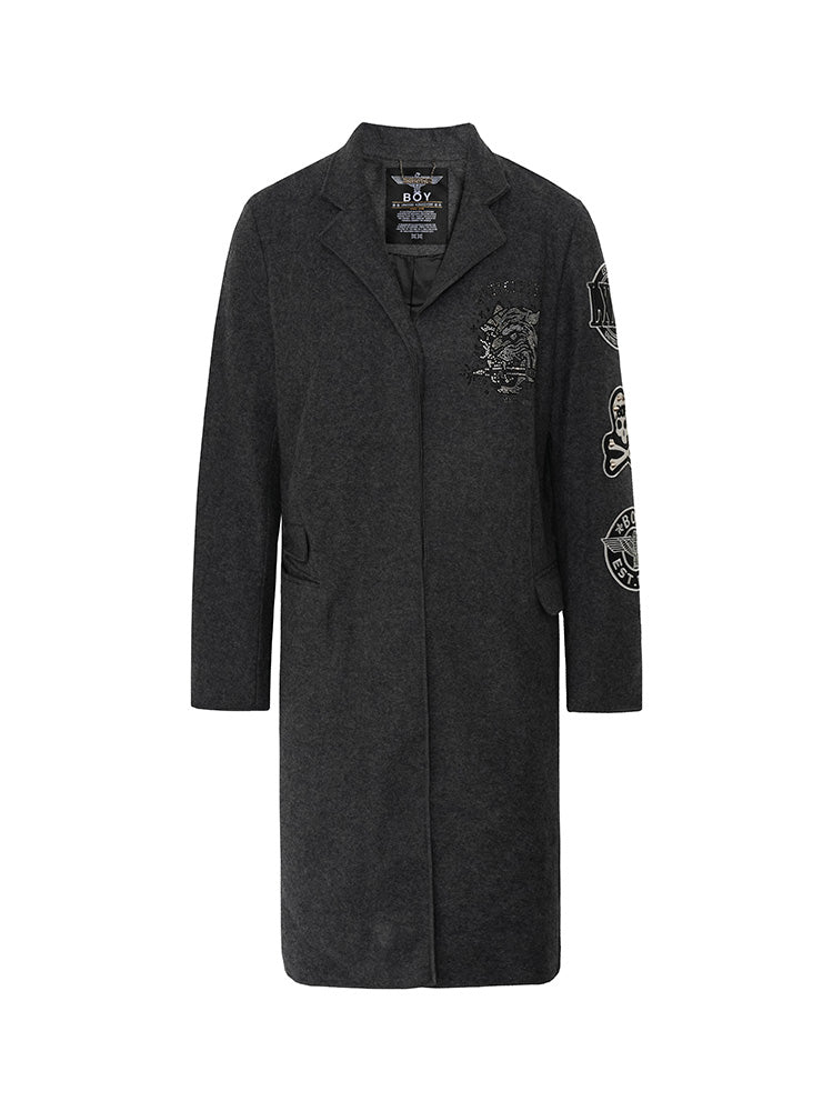 TCH Oversized Rhinestone Graphic Winter Long Coat