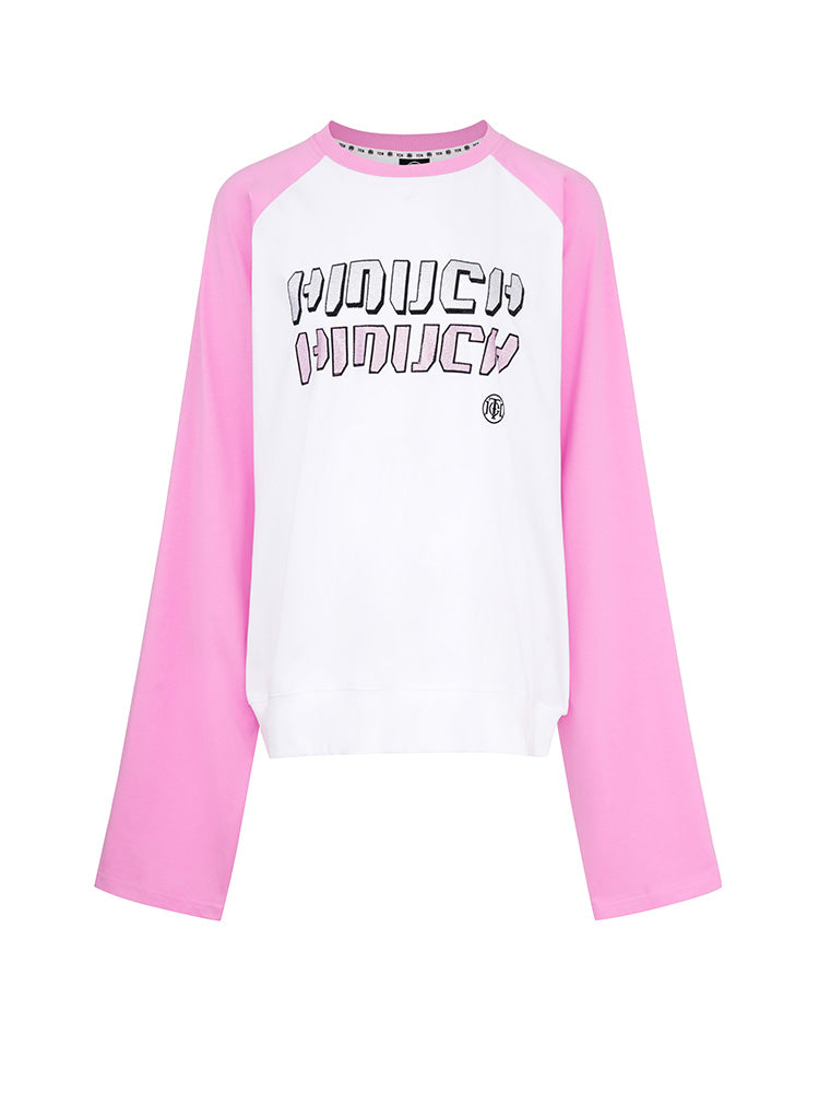 TCH Letter Rhinestone Patchwork Blouse with Angel Wings Style