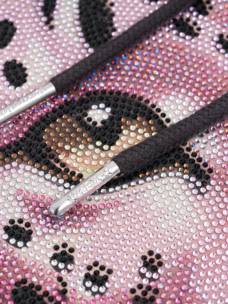 TCH Rhinestone Pink Leopard Flower Cute Hoodie