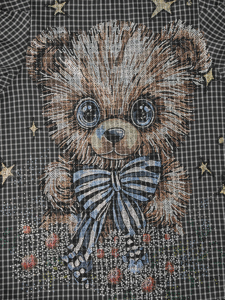 TCH Plaid Rhinestone Teddy Bear Ruffle Dress