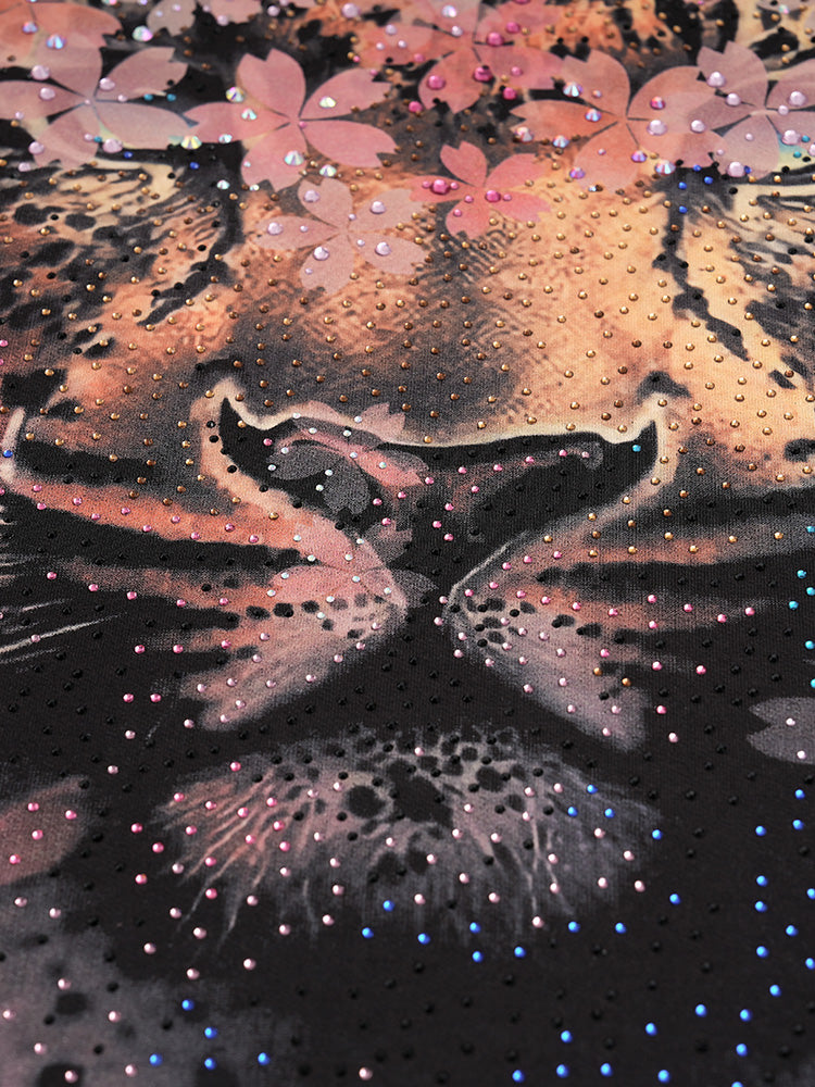 TCH Leopard Rhinestone Floral Print T Shirt Dress