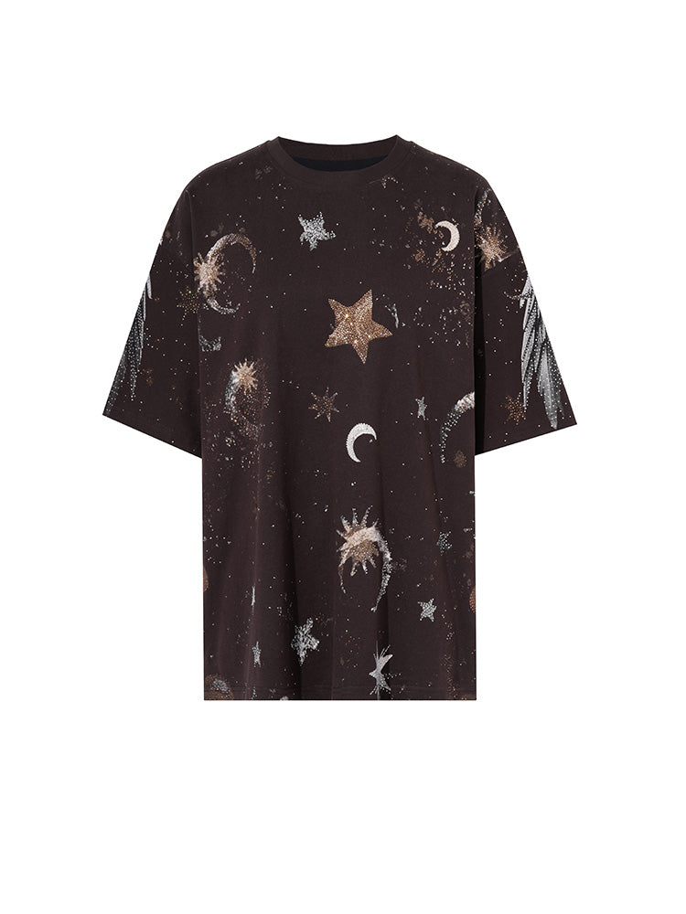 TCH Galaxy Rhinestone Wings Graphic T-shirt