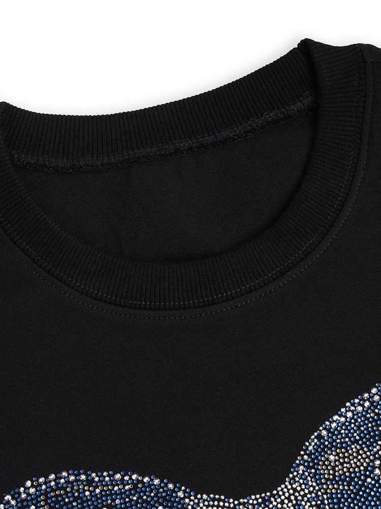 TCH Cute Bow Rhinestone Lace Sleeve T-Shirt