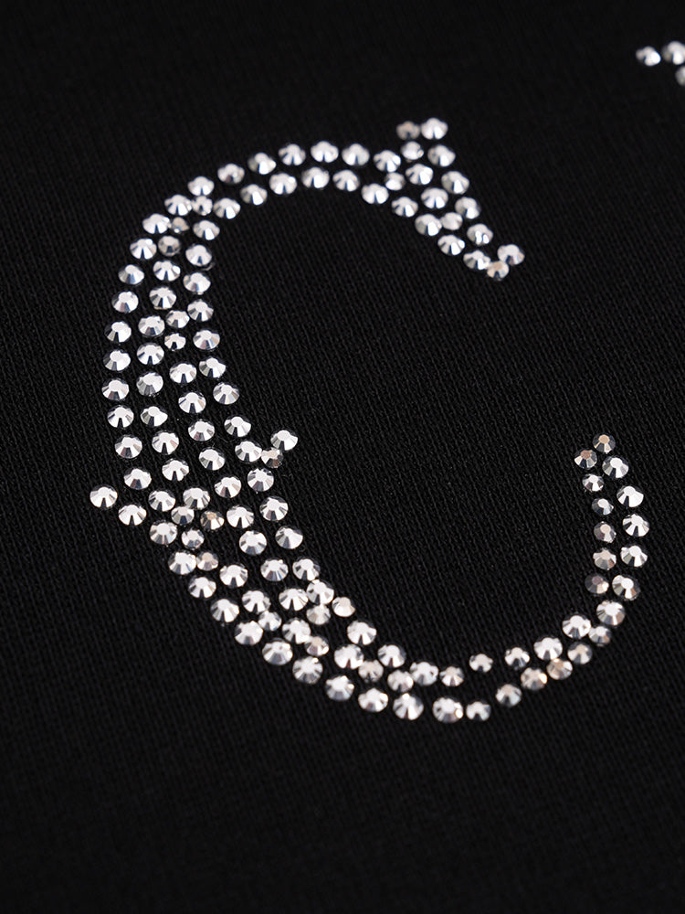 TCH Cute Bow Rhinestone Lace Sleeve T-Shirt