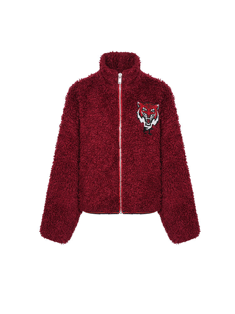 TCH Graphic Rhinestone Faux Fleece Winter Coat