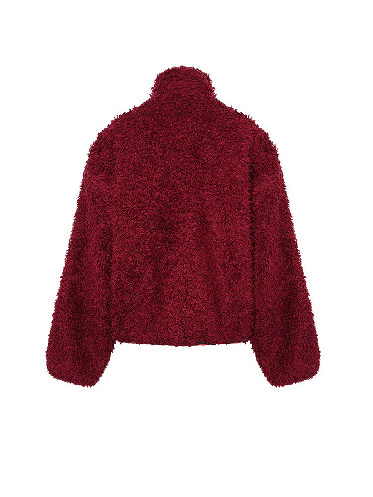 TCH Graphic Rhinestone Faux Fleece Winter Coat