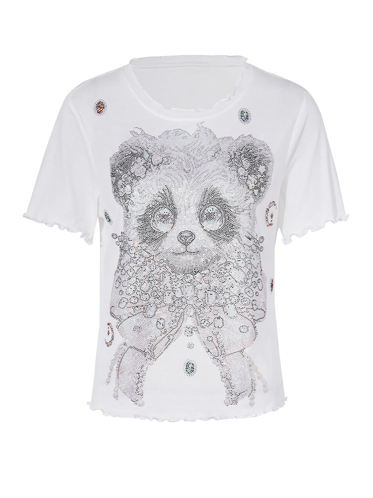 TCH Rhinestone Teddy Bear Print Short Tee