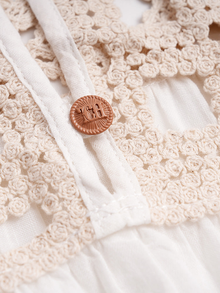 TCH Rhinestone Bow Floral Hollow Lace Blouse