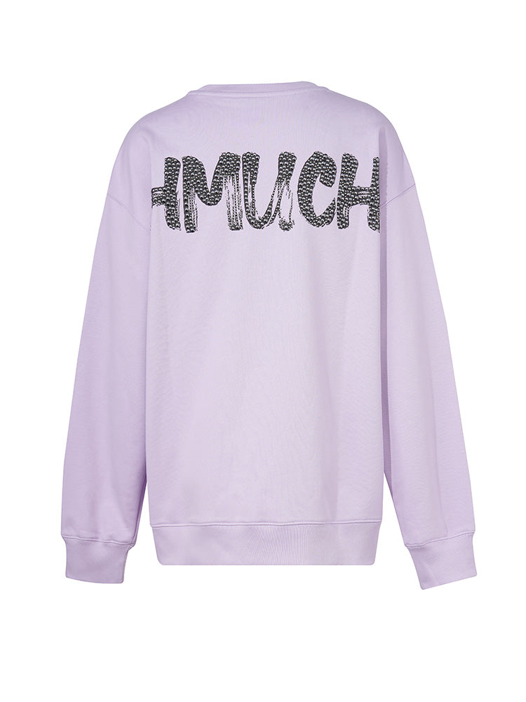 TCH Face Print Rhinestone Oversized Sweatshirt