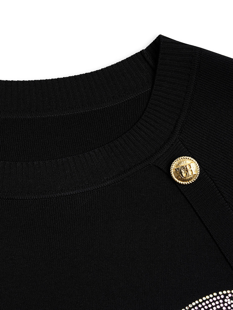 TCH Luxury Rhinestone Butterfly Contrast Knit Dress