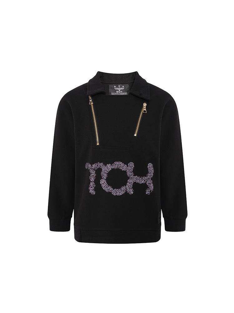 TCH Rhinestone Logo Streetwear Pullover