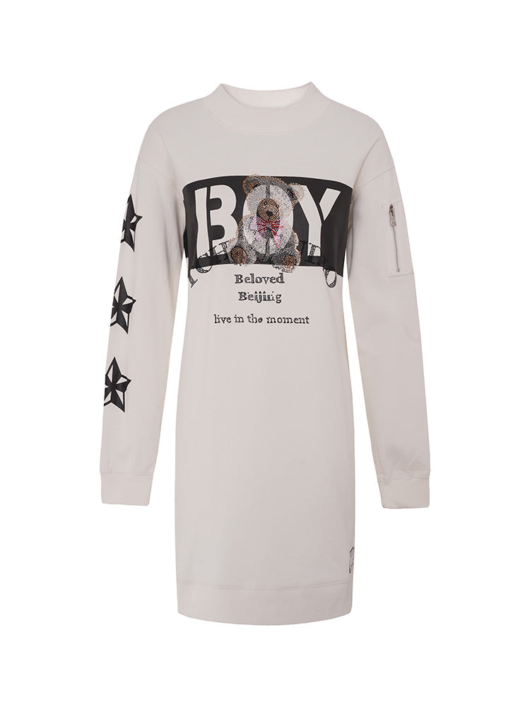 TCH Oversized Y2K Rhinestone Graphic Long Sweatshirt