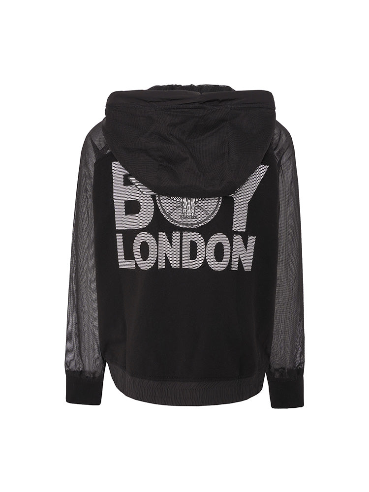 TCH Rhinestone Bear Graphic Mesh Sleeve Jacket