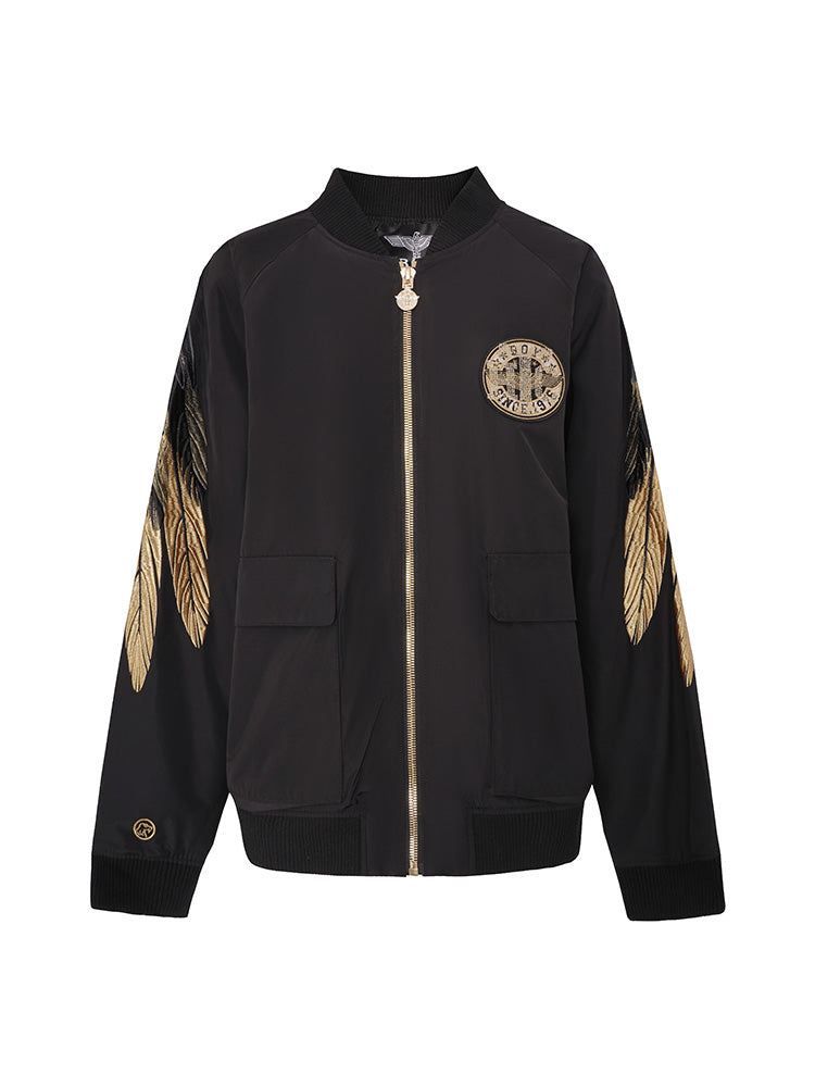 TCH Unisex Rhinestone Bomber Jacket with Wings