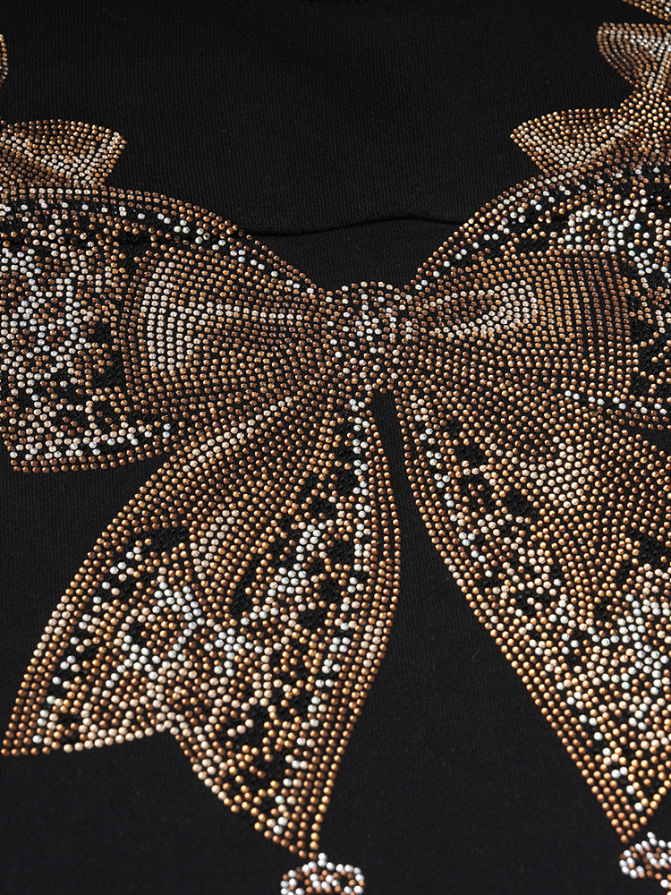 TCH Rhinestone Bow Mesh Short Dress with Lace Detail