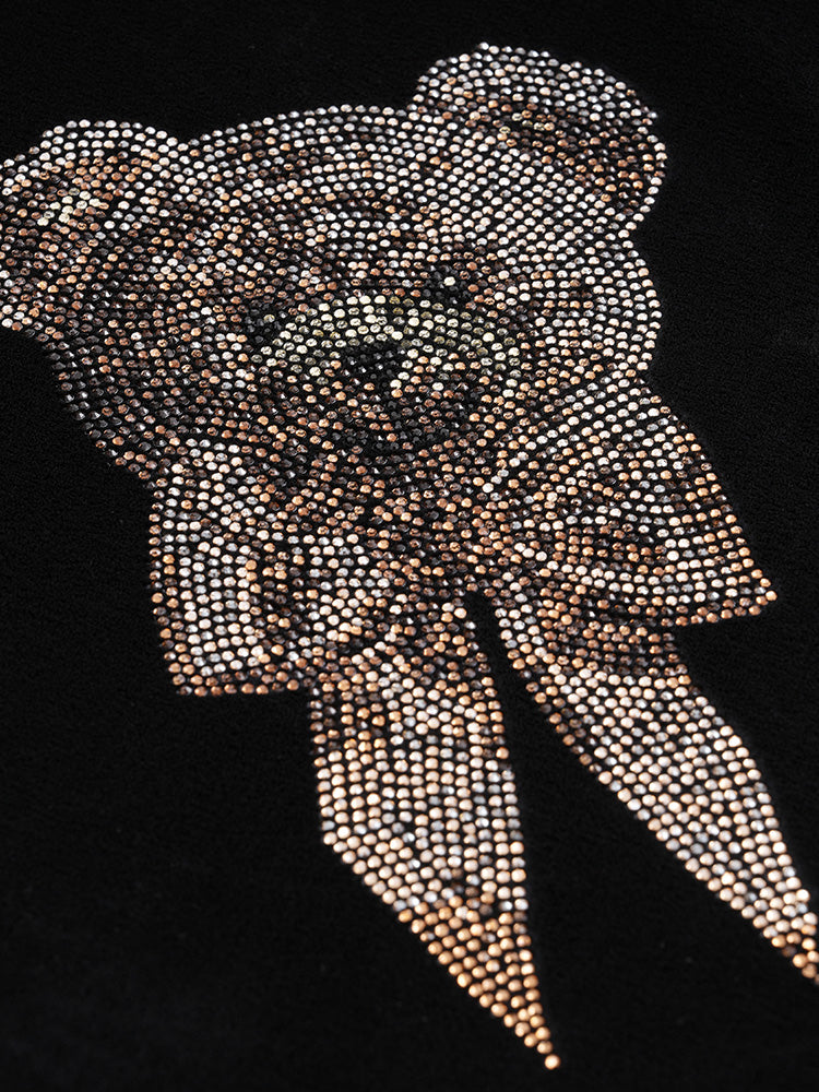 TCH Teddy Bear Rhinestone Flared Mini Skirt