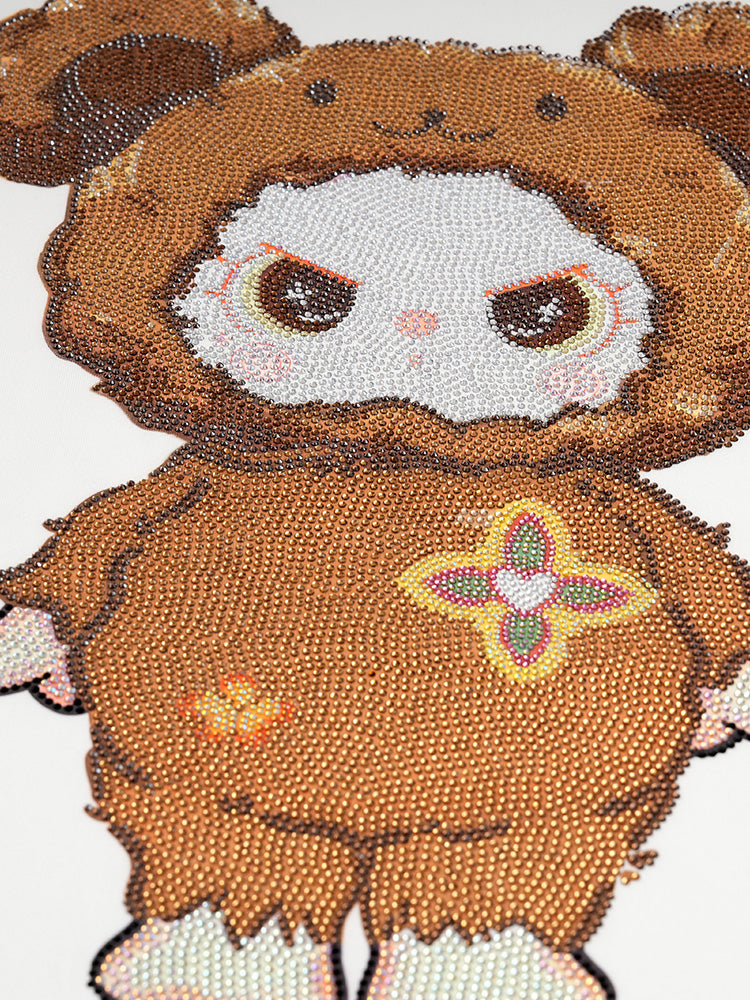 TCH Labubu Rhinestone Colorful Tee with White