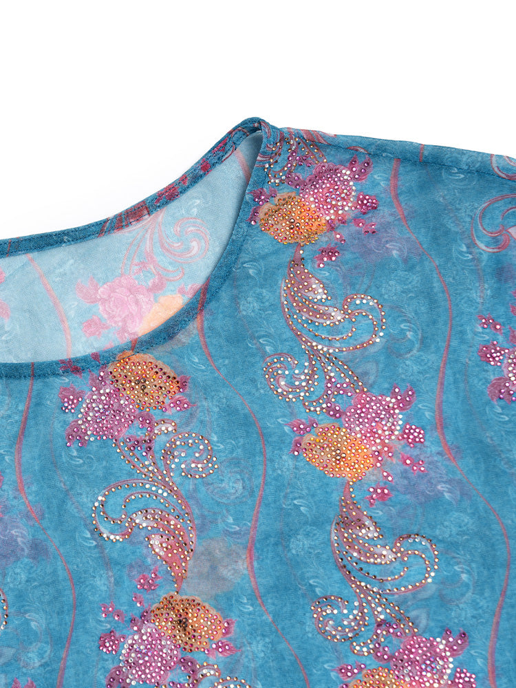 TCH Sparkly Crystal Embroidered Sexy Long Sleeve Top