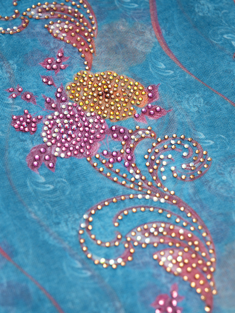 TCH Sparkly Crystal Embroidered Sexy Long Sleeve Top