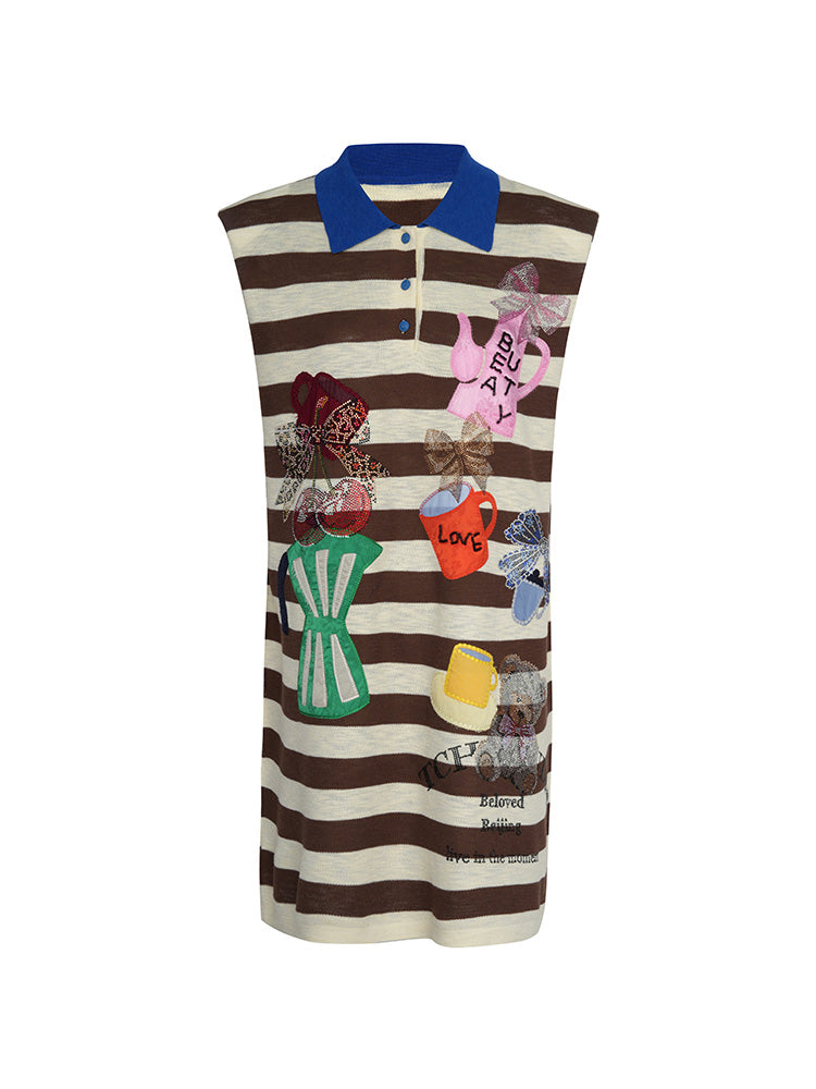 TCH Graphic Rhinestone Stripe Street Polo Dress