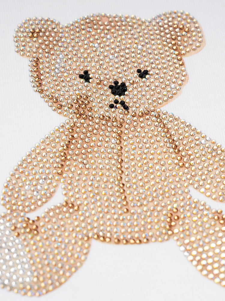 TCH Allover Teddy Bear Rhinestone Tee with White