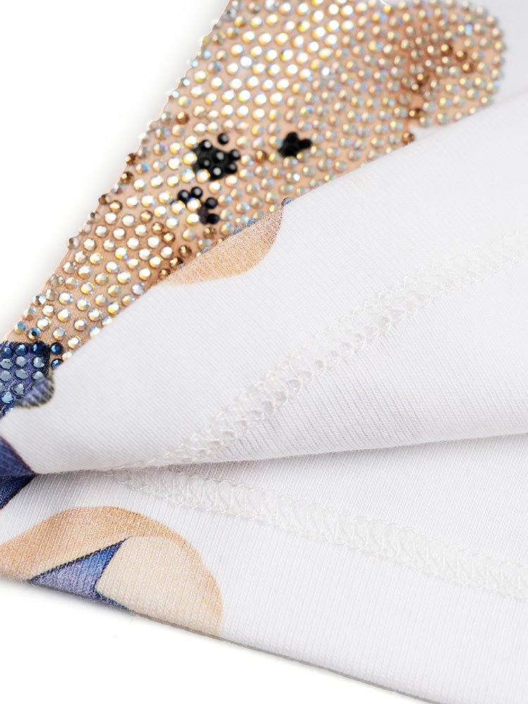 TCH Allover Teddy Bear Rhinestone Tee with White